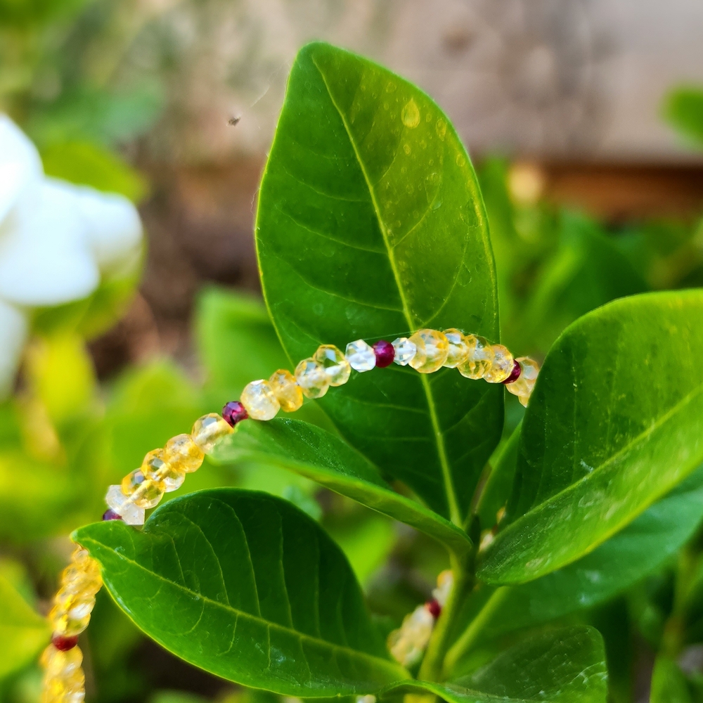 Elegant Ruby Herkirmer Diamond Citrine Gemstone Bracelet - Picture 3 of 5